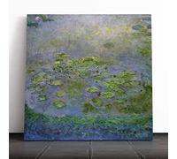 Big Box Art Canvas Print Wall Art Claude Monet Water Lillies No.1 | Mounted and Stretched Box Frame Picture | Home Decor for Kitchen, Living Room, Bedroom, Hallway, Muli-Colour, 14x14 Inch