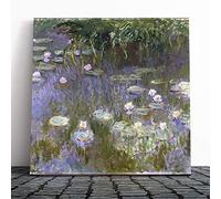 Big Box Art Canvas Print Wall Art Claude Monet Water Lillies No.3 | Mounted and Stretched Box Frame Picture | Home Decor for Kitchen, Living Room, Bedroom, Hallway, Muli-Colour, 14x14 Inch