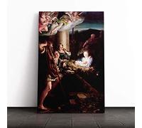 Big Box Art Canvas Print Wall Art Correggio The Holy Night | Mounted and Stretched Box Frame Picture | Home Decor for Kitchen, Living, Dining Room, Bedroom, Hallway, Multi-Colour, 24x16 Inch