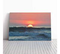 Big Box Art Canvas Print Wall Art Costa Rica Sunset Seascape | Mounted and Stretched Box Frame Picture | Home Decor for Kitchen, Living, Dining Room, Bedroom, Hallway, Multi-Colour, 30x20 Inch