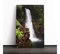 Big Box Art Canvas Print Wall Art Costa Rica Waterfall | Mounted and Stretched Box Frame Picture | Home Decor for Kitchen, Living, Dining Room, Bedroom, Hallway, Multi-Colour, 24x16 Inch