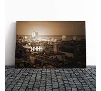 Big Box Art Canvas Print Wall Art Cuba Skyline (2) | Mounted and Stretched Box Frame Picture | Home Decor for Kitchen, Living, Dining Room, Bedroom, Hallway, Multi-Colour, 20x14 Inch