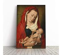 Big Box Art Canvas Print Wall Art Dieric Bouts Madonna with Child | Mounted and Stretched Box Frame Picture | Home Decor for Kitchen, Living Room, Bedroom, Hallway, Multi-Colour, 24x16 Inch