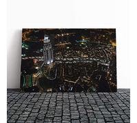 Big Box Art Canvas Print Wall Art Dubai at Night | Mounted and Stretched Box Frame Picture | Home Decor for Kitchen, Living, Dining Room, Bedroom, Hallway, Multi-Colour, 30x20 Inch