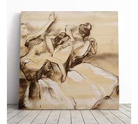Big Box Art Canvas Print Wall Art Edgar Degas Dancers Drawing | Mounted and Stretched Box Frame Picture | Home Decor for Kitchen, Living, Dining Room, Bedroom, Hallway, Muli-Colour, 14x14 Inch