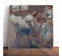 Big Box Art Canvas Print Wall Art Edgar Degas Three Dancers Preparing | Mounted & Stretched Box Frame Picture | Home Decor for Kitchen, Living Room, Bedroom, Hallway, Multi-Colour, 14x14 Inch