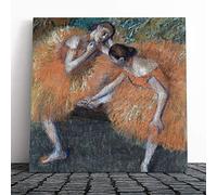 Big Box Art Canvas Print Wall Art Edgar Degas Two Dancers No.2 | Mounted and Stretched Box Frame Picture | Home Decor for Kitchen, Living, Dining Room, Bedroom, Hallway, Multi-Colour, 14x14 Inch