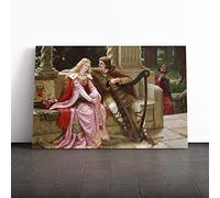 Big Box Art Canvas Print Wall Art Edmund Leighton Tristan and Isolde | Mounted & Stretched Box Frame Picture | Home Decor for Kitchen, Living Room, Bedroom, Hallway, Multi-Colour, 30x20 Inch