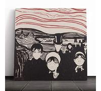 Big Box Art Canvas Print Wall Art Edvard Munch Angst | Mounted and Stretched Box Frame Picture | Home Decor for Kitchen, Living, Dining Room, Bedroom, Hallway, Muli-Colour, 14x14 Inch