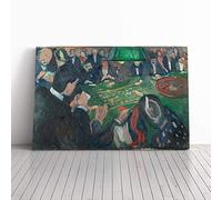 Big Box Art Canvas Print Wall Art Edvard Munch at The Roulette Table | Mounted & Stretched Box Frame Picture | Home Decor for Kitchen, Living Room, Bedroom, Hallway, Multi-Colour, 20x14 Inch