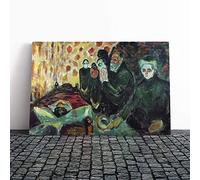 Big Box Art Canvas Print Wall Art Edvard Munch by The Deathbed | Mounted and Stretched Box Frame Picture | Home Decor for Kitchen, Living, Dining Room, Bedroom, Hallway, Multi-Colour, 20x14 Inch