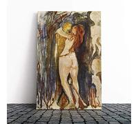 Big Box Art Canvas Print Wall Art Edvard Munch The Death and The Young Girl | Mounted & Stretched Box Frame Picture | Home Decor for Kitchen, Living Room, Bedroom, Hallway, Multi-Colour, 20x14 Inch