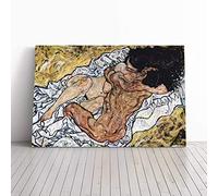 Big Box Art Canvas Print Wall Art Egon Schiele Pair Embracing | Mounted and Stretched Box Frame Picture | Home Decor for Kitchen, Living, Dining Room, Bedroom, Hallway, Multi-Colour, 24x16 Inch