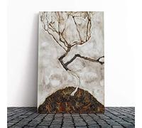 Big Box Art Canvas Print Wall Art Egon Schiele Small Tree in Late Autumn | Mounted & Stretched Box Frame Picture | Home Decor for Kitchen, Living Room, Bedroom, Hallway, Multi-Colour, 24x16 Inch