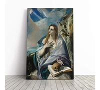 Big Box Art Canvas Print Wall Art El Greco The Penitent Magdalene | Mounted and Stretched Box Frame Picture | Home Decor for Kitchen, Living Room, Bedroom, Hallway, Multi-Colour, 20x14 Inch