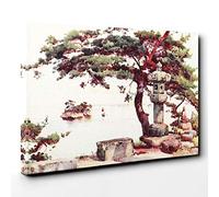 Big Box Art Canvas Print Wall Art Ella Du Cane Japanese Oriental Pine Tree at Matsushima | Mounted Stretched Box Frame Picture | Home Decor for Kitchen, Living Room, Bedroom, Multi-Colour, 30x20 Inch