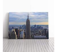 Big Box Art Canvas Print Wall Art Empire State Building New York City Skyline (4) | Mounted & Stretched Box Frame Picture | Home Decor for Kitchen, Living Room, Bedroom, Multi-Colour, 24x16 Inch