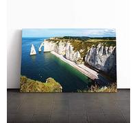 Big Box Art Canvas Print Wall Art Etretat Normandy France Seascape (2) | Mounted & Stretched Box Frame Picture | Home Decor for Kitchen, Living Room, Bedroom, Hallway, Multi-Colour, 30x20 Inch