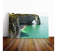 Big Box Art Canvas Print Wall Art Etretat Normandy France Seascape | Mounted and Stretched Box Frame Picture | Home Decor for Kitchen, Living Room, Bedroom, Hallway, Multi-Colour, 24x16 Inch