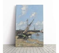 Big Box Art Canvas Print Wall Art Eugene Boudin Maree Jetty | Mounted and Stretched Box Frame Picture | Home Decor for Kitchen, Living, Dining Room, Bedroom, Hallway, Multi-Colour, 24x16 Inch