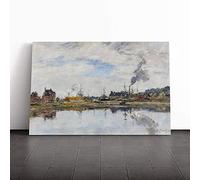 Big Box Art Canvas Print Wall Art Eugene Boudin The Harbour | Mounted and Stretched Box Frame Picture | Home Decor for Kitchen, Living, Dining Room, Bedroom, Hallway, Multi-Colour, 24x16 Inch