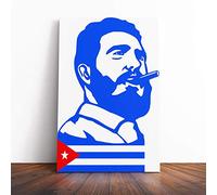 Big Box Art Canvas Print Wall Art Fidel Castro (2) | Mounted and Stretched Box Frame Picture | Home Decor for Kitchen, Living, Dining Room, Bedroom, Hallway, Multi-Colour, 24x16 Inch