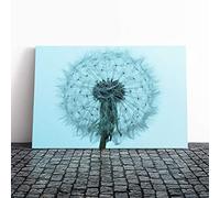 Big Box Art Canvas Print Wall Art Flower Blue Dandelion | Mounted and Stretched Box Frame Picture | Home Decor for Kitchen, Living, Dining Room, Bedroom, Hallway, Multi-Colour, 24x16 Inch