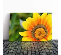 Big Box Art Canvas Print Wall Art Flower Bright Yellow | Mounted and Stretched Box Frame Picture | Home Decor for Kitchen, Living, Dining Room, Bedroom, Hallway, Multi-Colour, 20x14 Inch