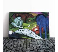 Big Box Art Canvas Print Wall Art Franz Marc Shepherds | Mounted and Stretched Box Frame Picture | Home Decor for Kitchen, Living, Dining Room, Bedroom, Hallway, Multi-Colour, 30x20 Inch