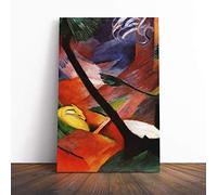 Big Box Art Canvas Print Wall Art Franz Marc Sleeping Deer in The Forest | Mounted & Stretched Box Frame Picture | Home Decor for Kitchen, Living Room, Bedroom, Hallway, Multi-Colour, 20x14 Inch