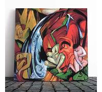Big Box Art Canvas Print Wall Art Franz Marc The Waterfall | Mounted and Stretched Box Frame Picture | Home Decor for Kitchen, Living, Dining Room, Bedroom, Hallway, Muli-Colour, 14x14 Inch