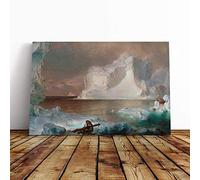 Big Box Art Canvas Print Wall Art Frederic Edwin Church Iceberg | Mounted and Stretched Box Frame Picture | Home Decor for Kitchen, Living, Dining Room, Bedroom, Hallway, Multi-Colour, 30x20 Inch