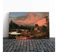 Big Box Art Canvas Print Wall Art Frederic Edwin Church Rutland Falls | Mounted & Stretched Box Frame Picture | Home Decor for Kitchen, Living Room, Bedroom, Hallway, Multi-Colour, 20x14 Inch