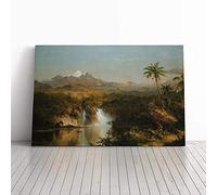 Big Box Art Canvas Print Wall Art Frederic Edwin Church View of Cotopaxi | Mounted & Stretched Box Frame Picture | Home Decor for Kitchen, Living Room, Bedroom, Hallway, Multi-Colour, 20x14 Inch