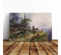 Big Box Art Canvas Print Wall Art Friedrich Gauermann Farmhouse | Mounted and Stretched Box Frame Picture | Home Decor for Kitchen, Living, Dining Room, Bedroom, Hallway, Multi-Colour, 30x20 Inch