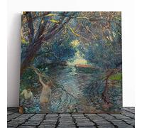 Big Box Art Canvas Print Wall Art Gaston La Touche Pond Bathers | Mounted and Stretched Box Frame Picture | Home Decor for Kitchen, Living, Dining Room, Bedroom, Hallway, Multi-Colour, 20x20 Inch