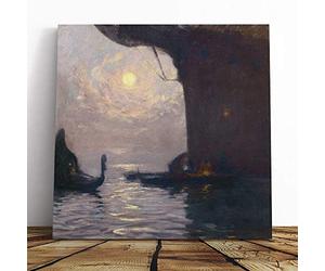 Big Box Art Canvas Print Wall Art Gaston La Touche Venice Gondola | Mounted and Stretched Box Frame Picture | Home Decor for Kitchen, Living Room, Bedroom, Hallway, Multi-Colour, 14x14 Inch