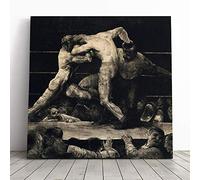 Big Box Art Canvas Print Wall Art George Bellows A Stag at Sharkey's | Mounted & Stretched Box Frame Picture | Home Decor for Kitchen, Living Room, Bedroom, Hallway, Muli-Colour, 14x14 Inch