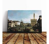 Big Box Art Canvas Print Wall Art Giovanni Canaletto Piazza Signora, Florence | Mounted & Stretched Box Frame Picture | Home Decor for Kitchen, Living Room, Bedroom, Hallway, Multi-Colour, 30x20 Inch