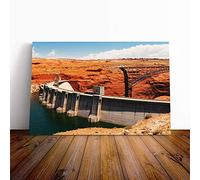 Big Box Art Canvas Print Wall Art Glen Canyon Dam | Mounted and Stretched Box Frame Picture | Home Decor for Kitchen, Living, Dining Room, Bedroom, Hallway, Multi-Colour, 30x20 Inch