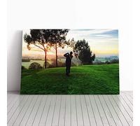 Big Box Art Canvas Print Wall Art Golf Landscape | Mounted and Stretched Box Frame Picture | Home Decor for Kitchen, Living, Dining Room, Bedroom, Hallway, Multi-Colour, 20x14 Inch