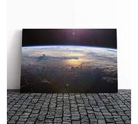 Big Box Art Canvas Print Wall Art Gravity Earth Space | Mounted and Stretched Box Frame Picture | Home Decor for Kitchen, Living, Dining Room, Bedroom, Hallway, Multi-Colour, 30x20 Inch