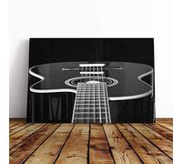 Big Box Art Canvas Print Wall Art Guitar Black and White | Mounted and Stretched Box Frame Picture | Home Decor for Kitchen, Living, Dining Room, Bedroom, Hallway, Multi-Colour, 20x14 Inch