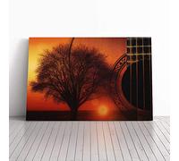 Big Box Art Canvas Print Wall Art Guitar, Tree and Sunset | Mounted and Stretched Box Frame Picture | Home Decor for Kitchen, Living, Dining Room, Bedroom, Hallway, Multi-Colour, 30x20 Inch
