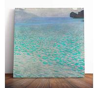 Big Box Art Canvas Print Wall Art Gustav Klimt Lake Attersee 3 | Mounted and Stretched Box Frame Picture | Home Decor for Kitchen, Living, Dining Room, Bedroom, Hallway, Multi-Colour, 14x14 Inch