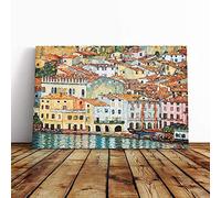 Big Box Art Canvas Print Wall Art Gustav Klimt Malcena at The Gardasee 3 | Mounted & Stretched Box Frame Picture | Home Decor for Kitchen, Living Room, Bedroom, Hallway, Multi-Colour, 20x14 Inch