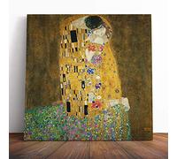 Big Box Art Canvas Print Wall Art Gustav Klimt The Kiss No.2 | Mounted and Stretched Box Frame Picture | Home Decor for Kitchen, Living, Dining Room, Bedroom, Hallway, Muli-Colour, 20x20 Inch