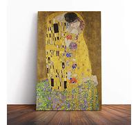 Big Box Art Canvas Print Wall Art Gustav Klimt The Kiss No.3 | Mounted and Stretched Box Frame Picture | Home Decor for Kitchen, Living, Dining Room, Bedroom, Hallway, Multi-Colour, 24x16 Inch