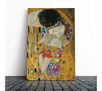 Big Box Art Canvas Print Wall Art Gustav Klimt The Kiss No.4 | Mounted and Stretched Box Frame Picture | Home Decor for Kitchen, Living, Dining Room, Bedroom, Hallway, Multi-Colour, 24x16 Inch