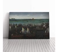 Big Box Art Canvas Print Wall Art Hendrick Cornelisz Vroom Battle of Haarlemmermeer | Mounted & Stretched Framed Picture | Home Decor for Kitchen, Living Room, Bedroom, Multi-Colour, 20x14 Inch
